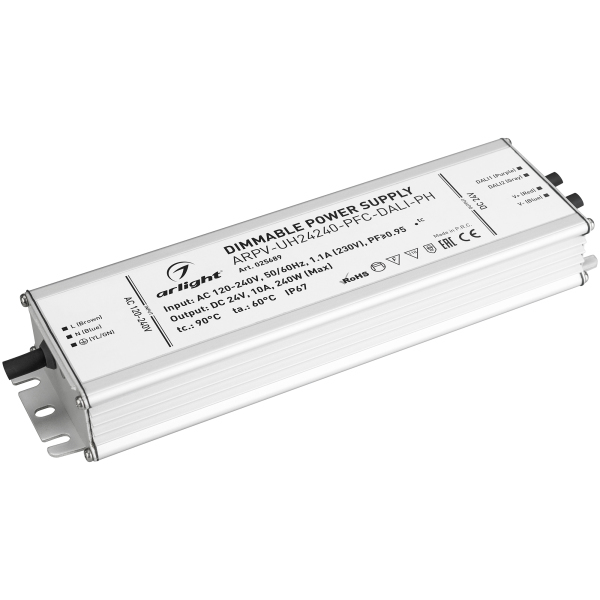 фото Блок питания arpv-uh24240-pfc-dali-ph (24v, 10.0a, 240w) (arl, ip67 металл) arlight