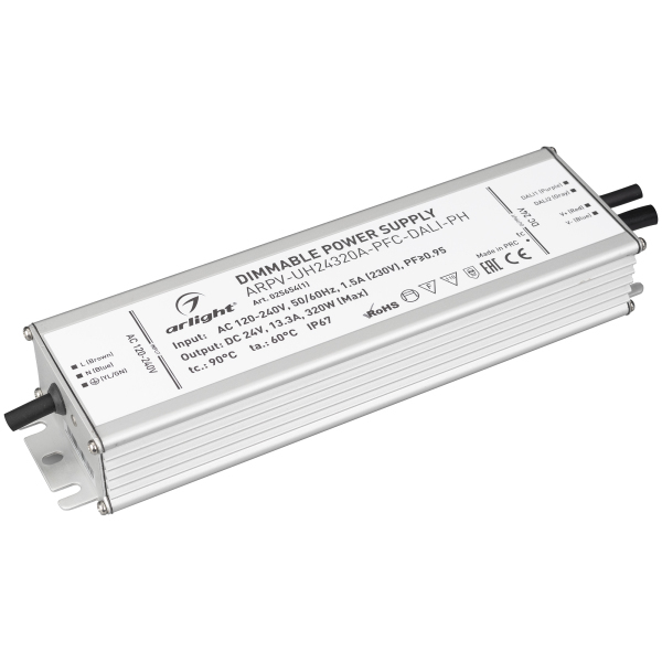 фото Блок питания arpv-uh24320a-pfc-dali-ph (24v, 13.3a, 320w) (arl, ip67 металл) arlight