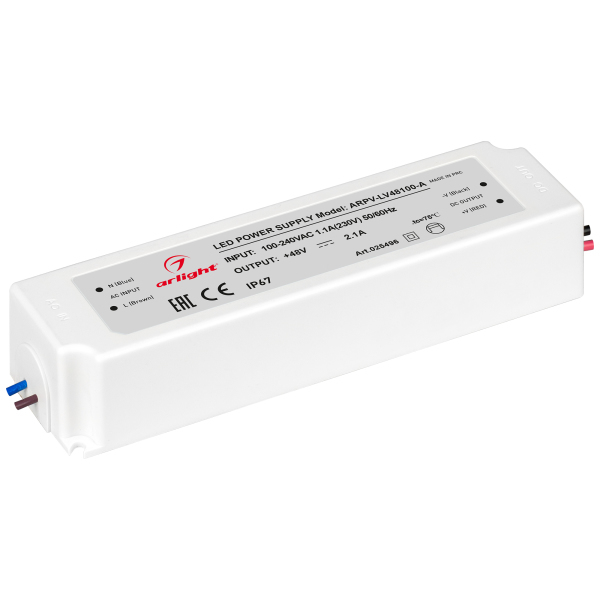 фото Блок питания arpv-lv48100-a (48v, 2.1a, 100w) (arl, ip67 пластик) arlight