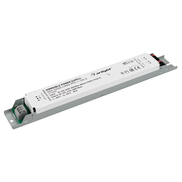 фото Блок питания arv-24060-long-pfc-1-10v-a (24v, 2.5a, 60w) (arl, ip20 металл) arlight