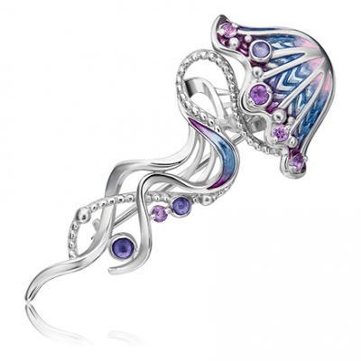 

Брошь из серебра с аметистом/эмалью PLATINA jewelry 04-0255-00-203-0200-69, 04-0255-00-203-0200-69