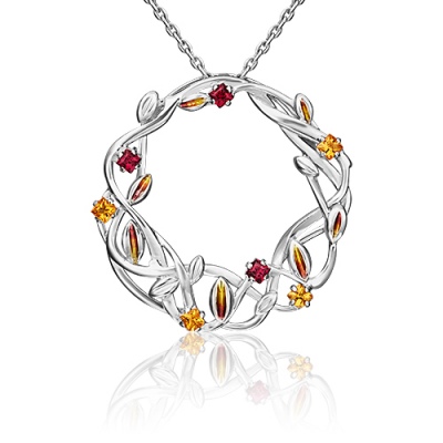 

Бегунок из серебра PLATINA jewelry 03-3244-00-722-0200-68, эмаль/гранат/цитрин, 03-3244-00-722-0200-68