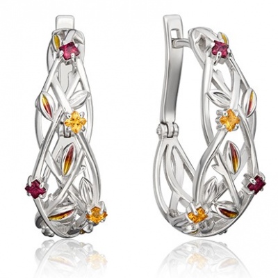 

Серьги из серебра с гранатом/цитрином/эмалью PLATINA jewelry 02-4740-00-722-0200-68, 02-4740-00-722-0200-68