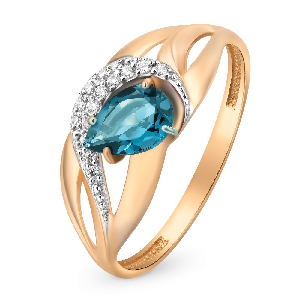 

Кольцо женское из красного золота с топазом, фианитом 585Gold 201011745, р. 16,5, 201011745