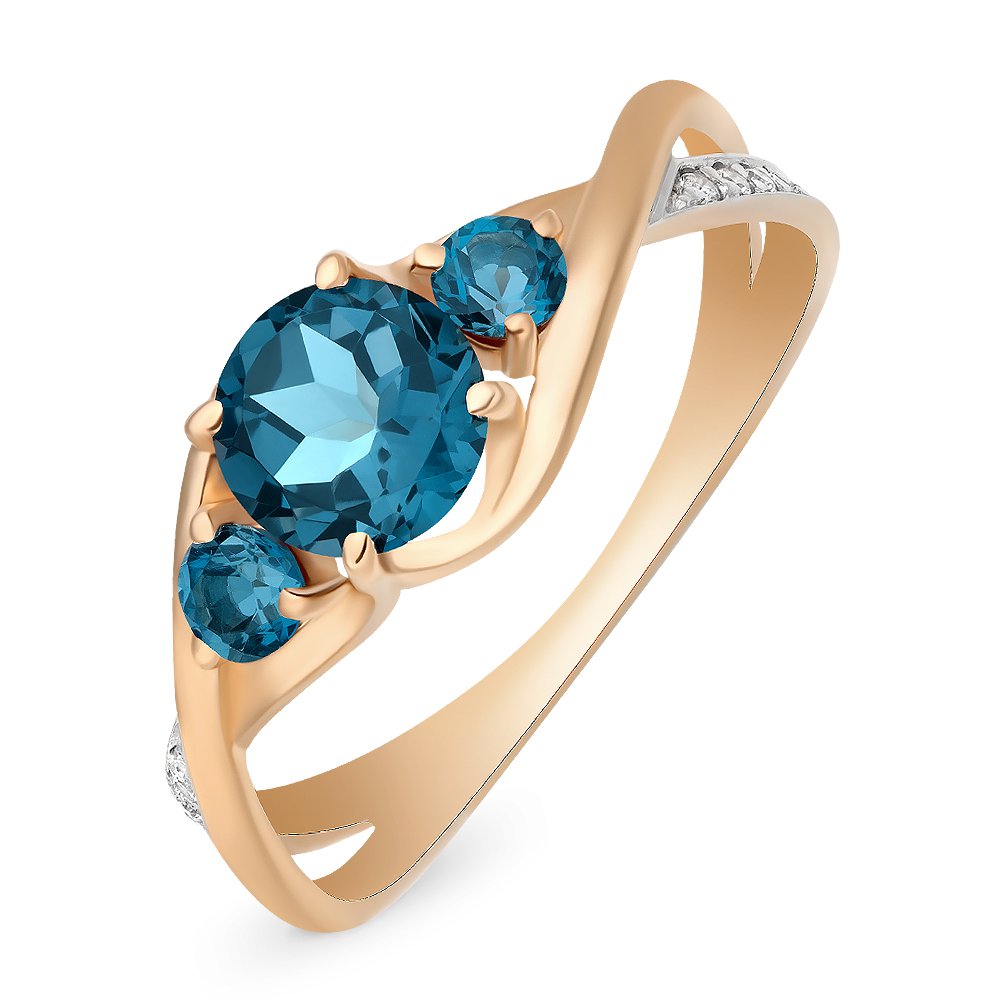 

Кольцо женское из красного золота с топазом, фианитом 585Gold 201011563, р. 16, 201011563