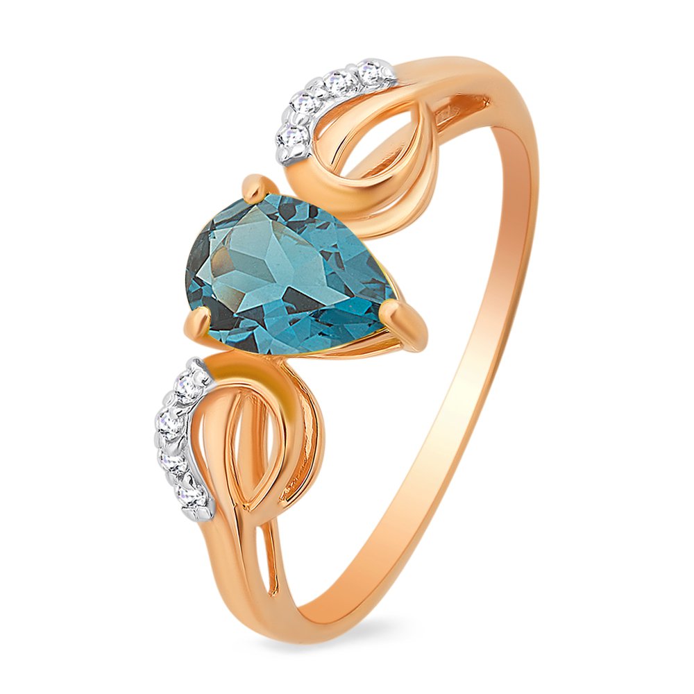 

Кольцо женское из красного золота с топазом, фианитом 585Gold 201013436, р. 17, 201013436