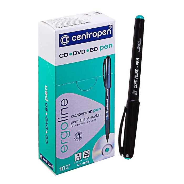 

Mаркер для CD/DVD 2.5 мм Centropen 4606, линия 1 мм, цвет зелёный