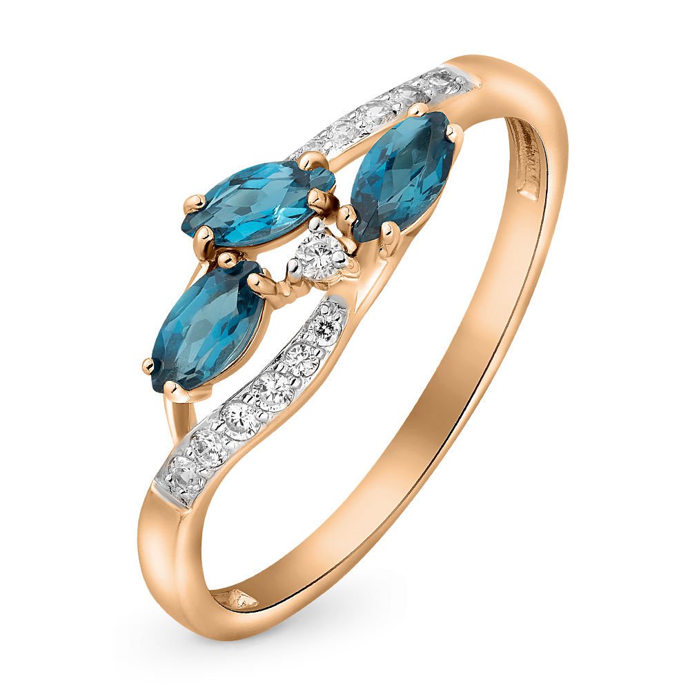 

Кольцо женское из красного золота с топазом, фианитом 585Gold 299000008, р, 299000008