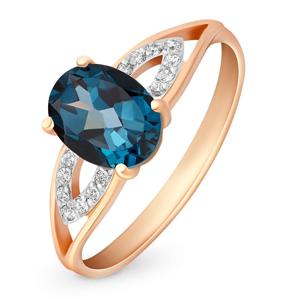

Кольцо женское из красного золота с топазом, фианитом 585Gold 201007948, р, 201007948