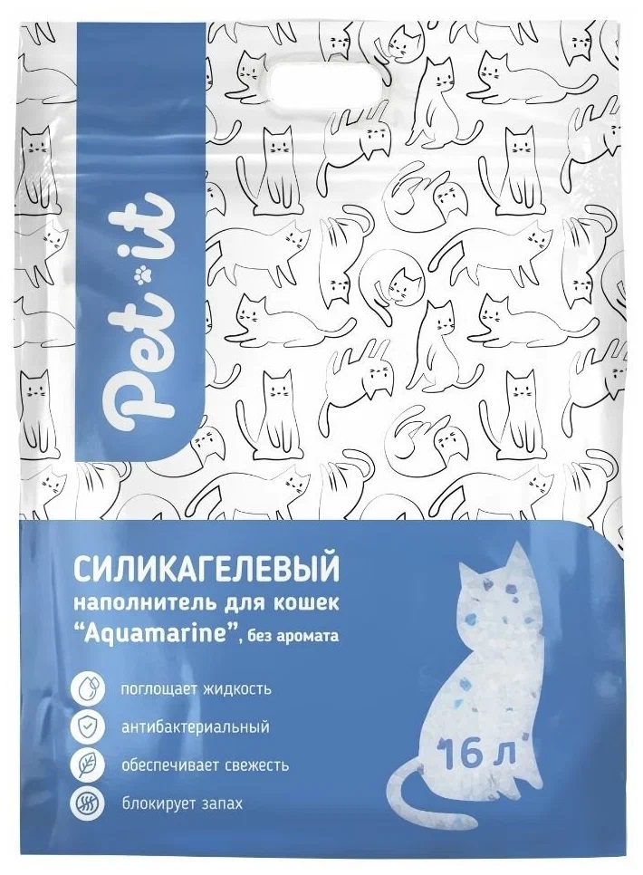 Наполнитель для кошек Pet-it Aquamarine, без аромата, 6,8 кг