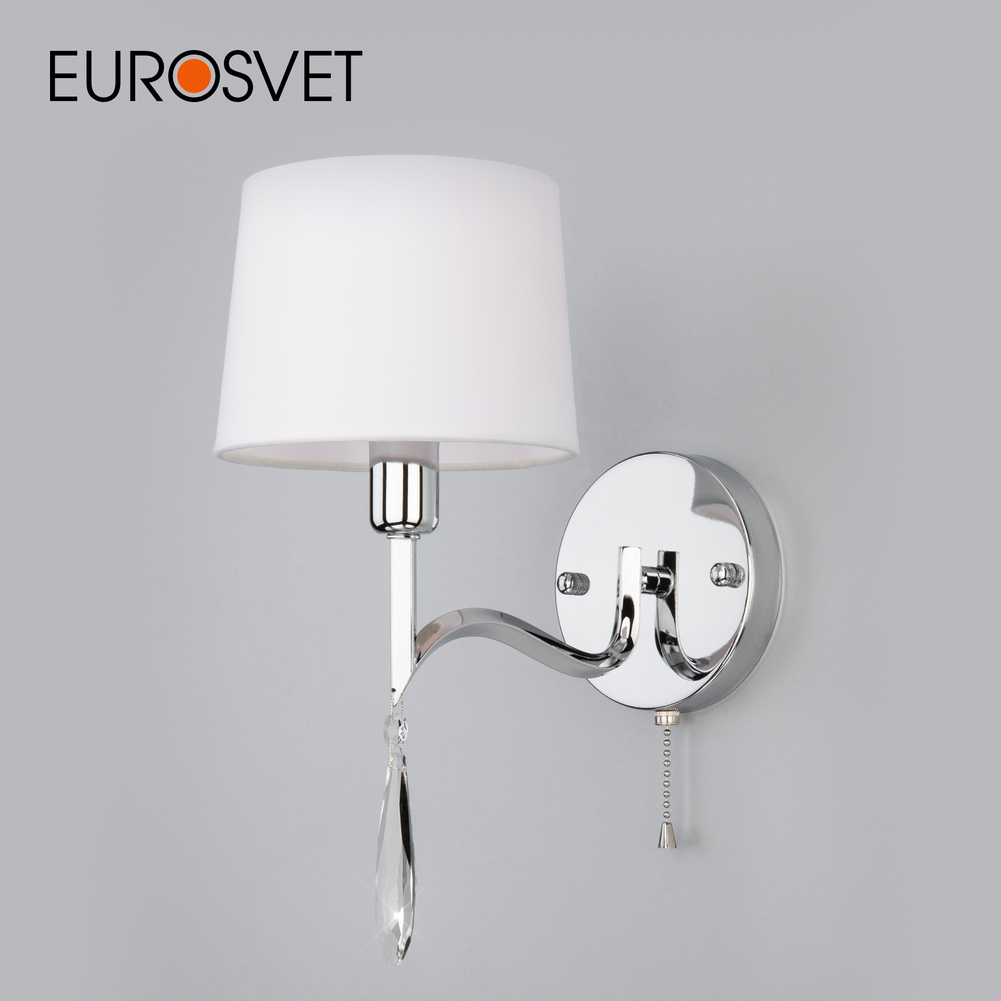 

Бра настенное с выключателем и тканевым абажуром Eurosvet Madera 10127/1 Е14 хром