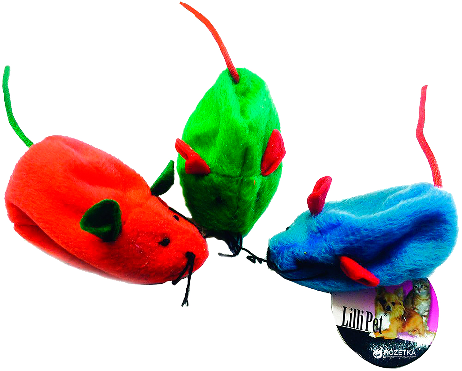 Игрушка для кошек Золотая рыбка Мышка разноцветная, 7 см