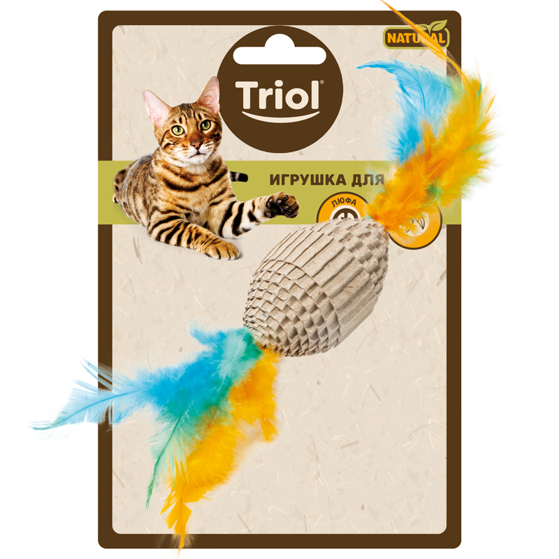 

Игрушка для кошек Triol Natural Мяч для регби с перьями, 60/190 мм