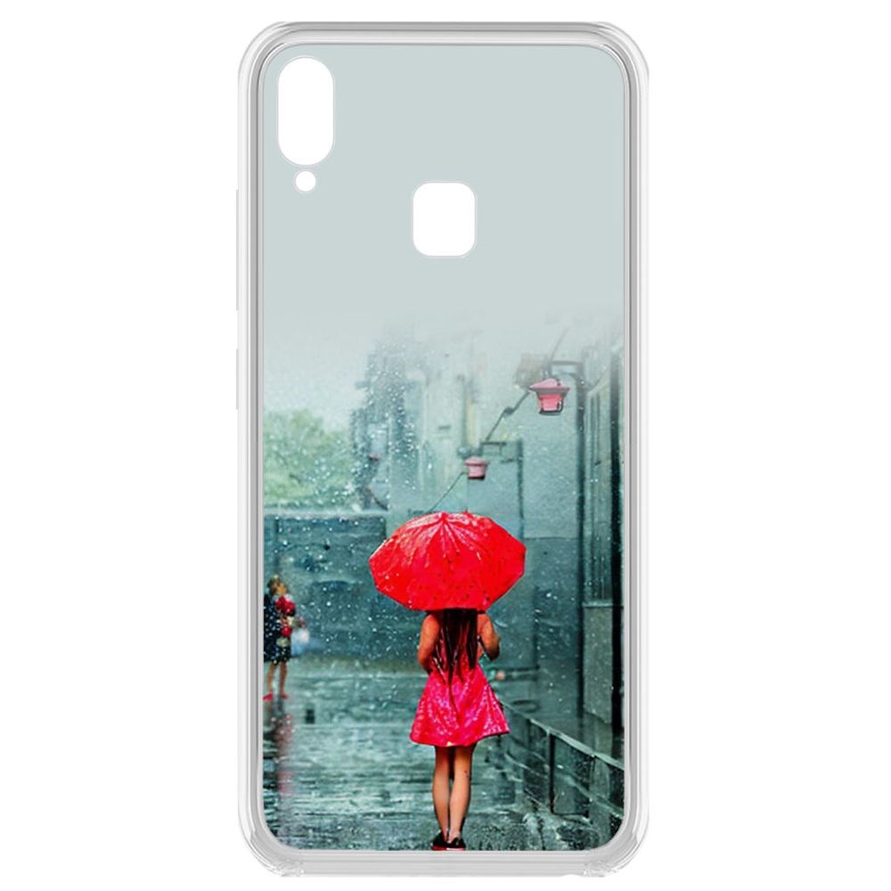 

Чехол-накладка Krutoff Clear Case Красный зонтик для Vivo Y91, Прозрачный