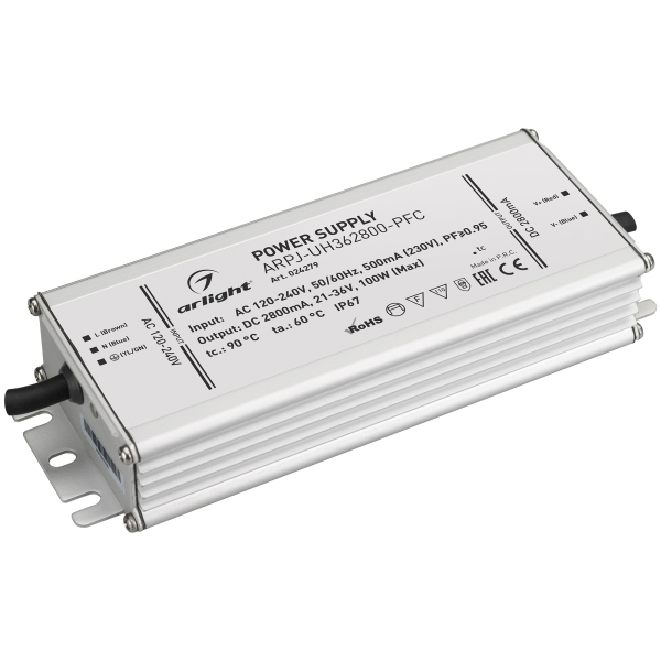 фото Блок питания arpj-uh362800-pfc (100w, 2.8a) (arl, ip67 металл) arlight