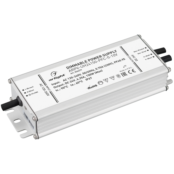 фото Блок питания arpv-uh24150-pfc-0-10v (24v, 6.3a, 150w) (arl, ip67 металл) arlight