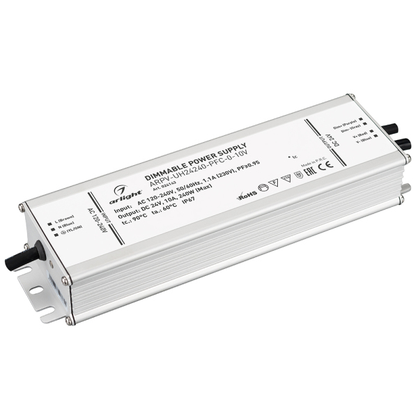 фото Блок питания arpv-uh24240-pfc-0-10v (24v, 10.0a, 240w) (arl, ip67 металл) arlight