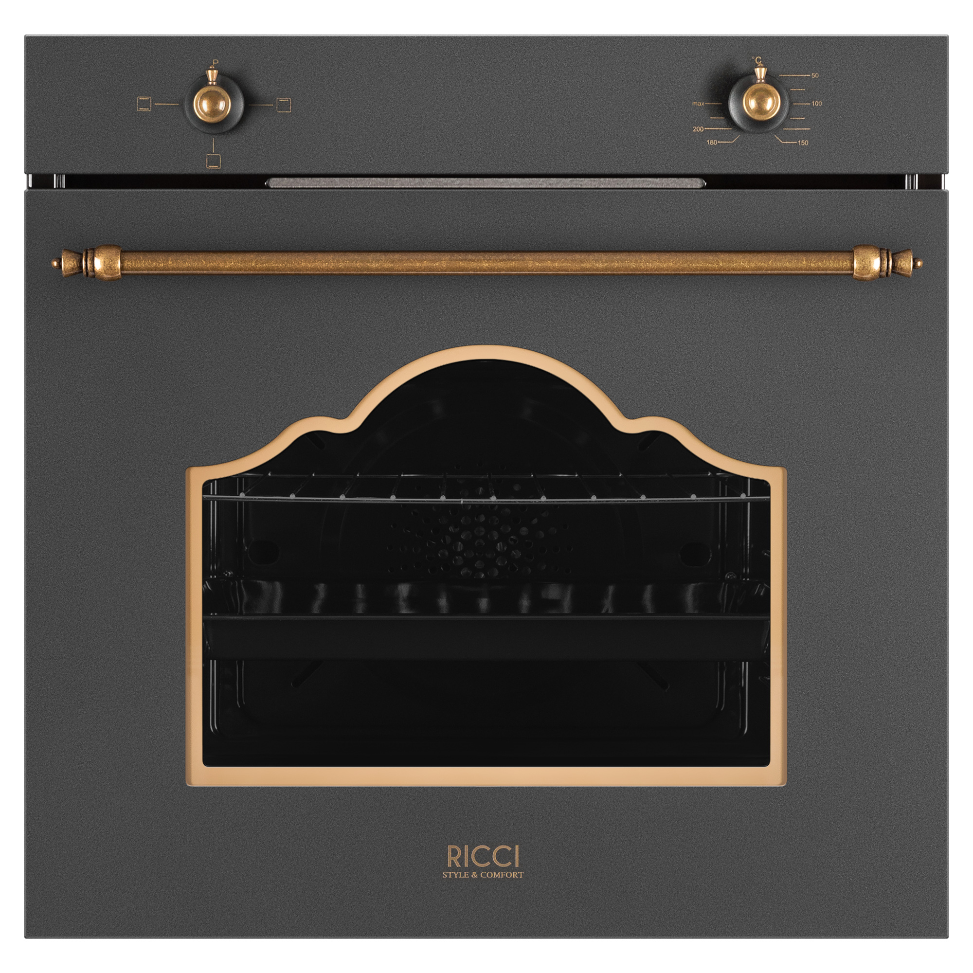 Встраиваемый электрический духовой шкаф RICCI REO-605-BL Black встраиваемый электрический духовой шкаф ricci reo 630 bg beige