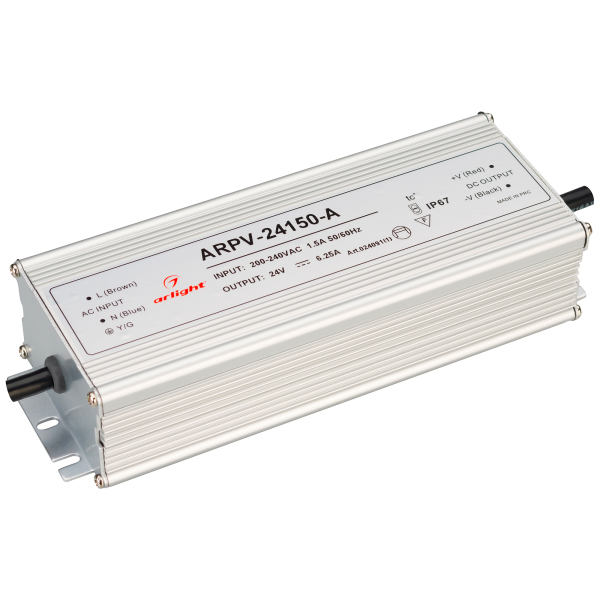 

Блок питания ARPV-24150-A (24V, 6.3A, 150W) (ARL, IP67 Металл) Arlight