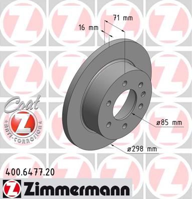 

Тормозной диск ZIMMERMANN 400.6477.20
