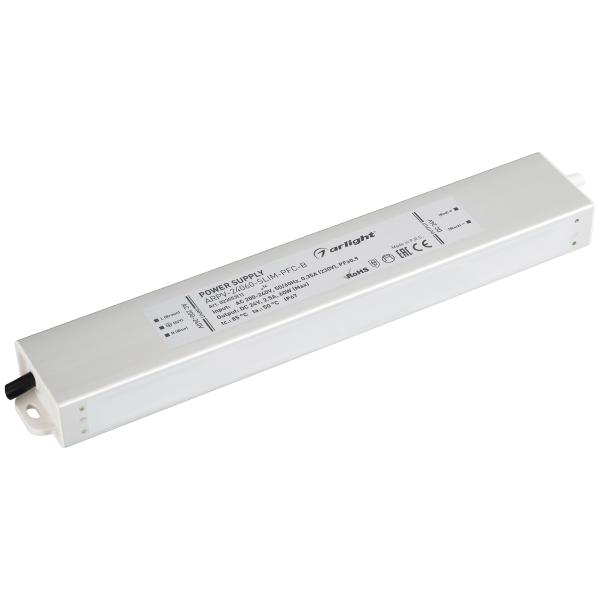 

Блок питания ARPV-24060-SLIM-PFC-B (24V, 2.5A, 60W) (ARL, IP67 Металл) Arlight, Белый