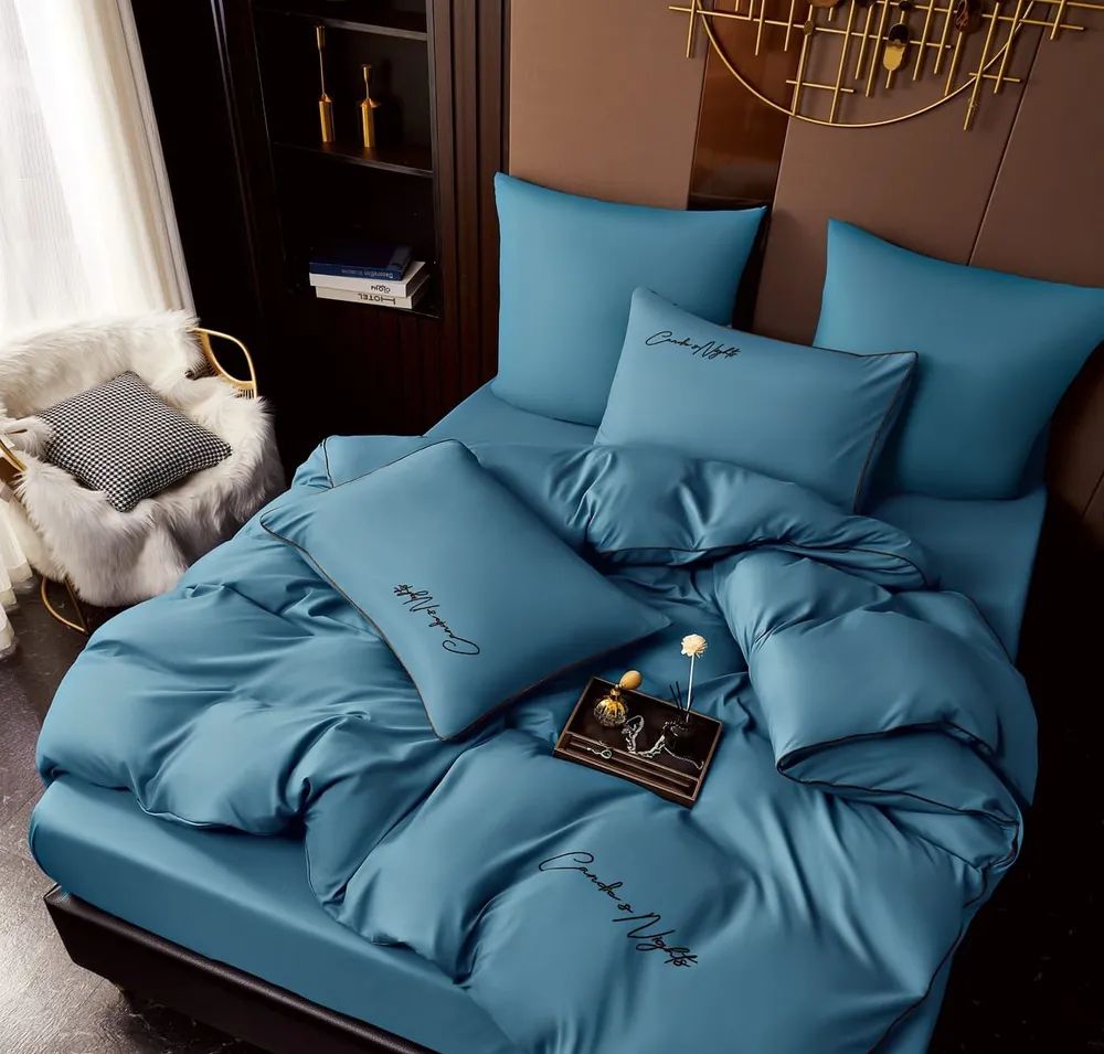 

Комплект постельного белья CANDIES Сатин-жатка 2-хспальный наволочки 70x70 Голубой, Комплект постельного белья CANDIES Сатин-жатка 2-хспальный наволочки 70x70
