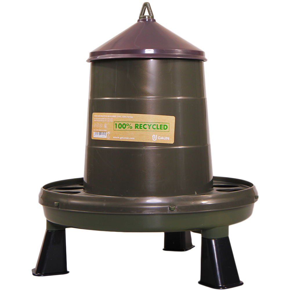 

Кормушка бункерная ECO Recycled 2 кг с решеткой с круглыми отверстиями на ножках, 11237
