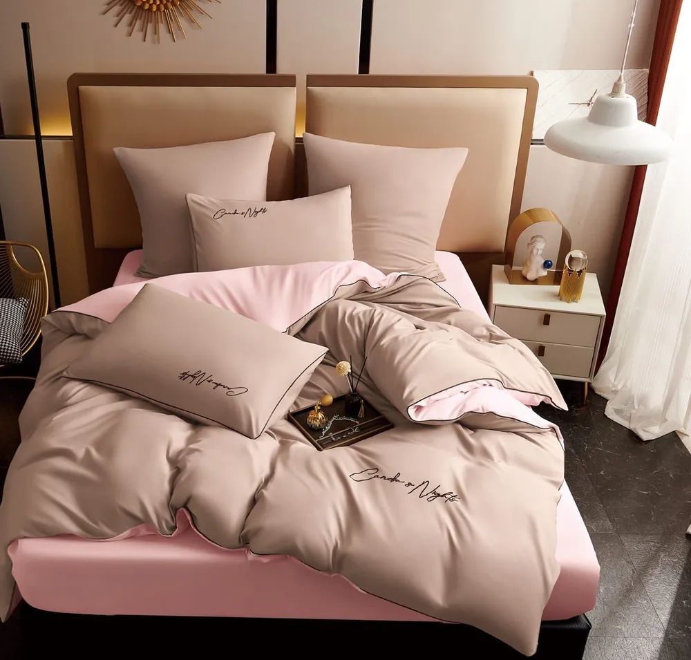 

Комплект постельного белья CANDIES Сатин-жатка 2-хспальный наволочки 70x70 Бежево Розовый, Комплект постельного белья CANDIES Сатин-жатка 2-хспальный наволочки 70x70
