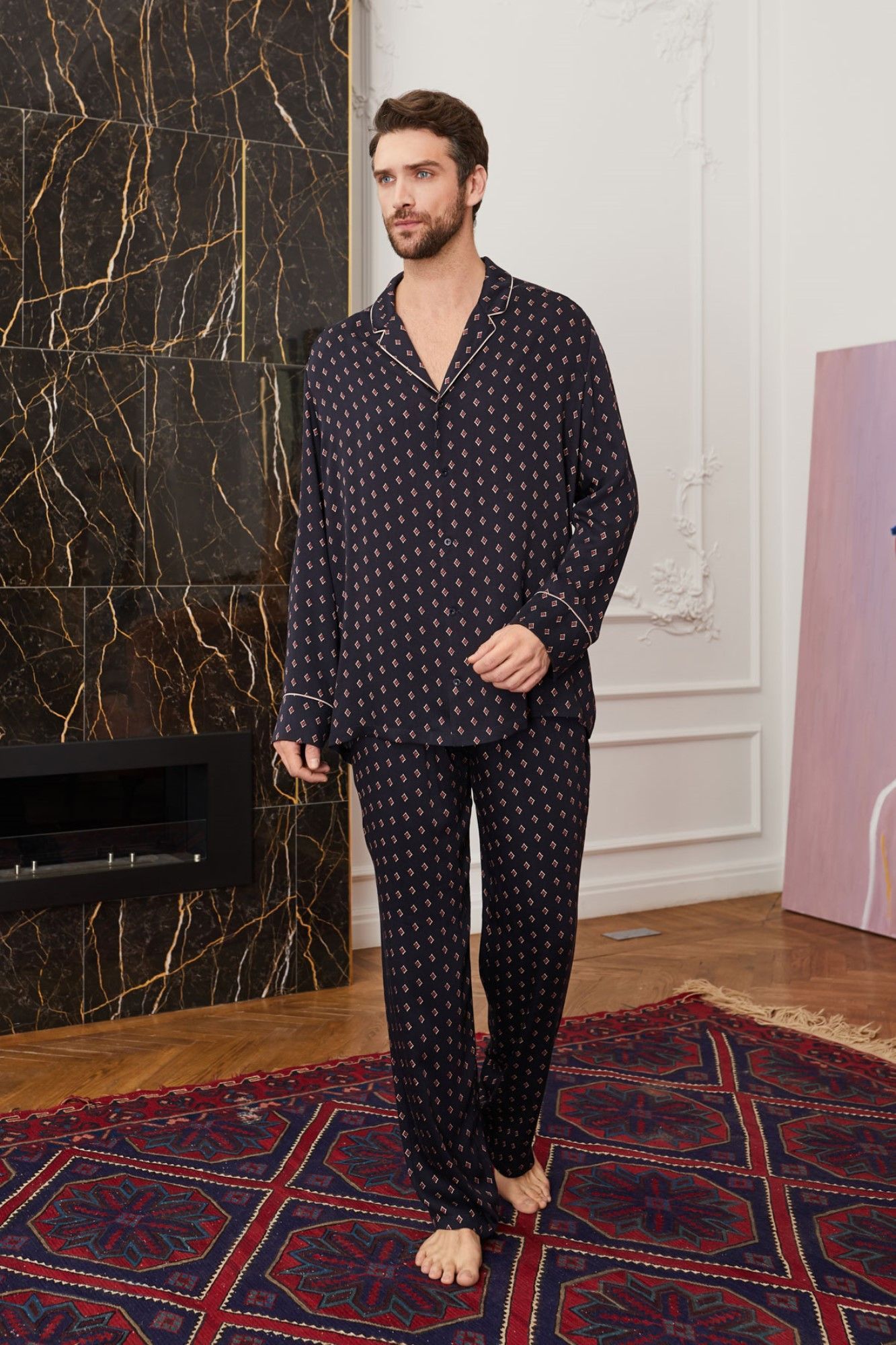 

Пижама мужская Laete 62069/62070 синяя L, 62069/62070