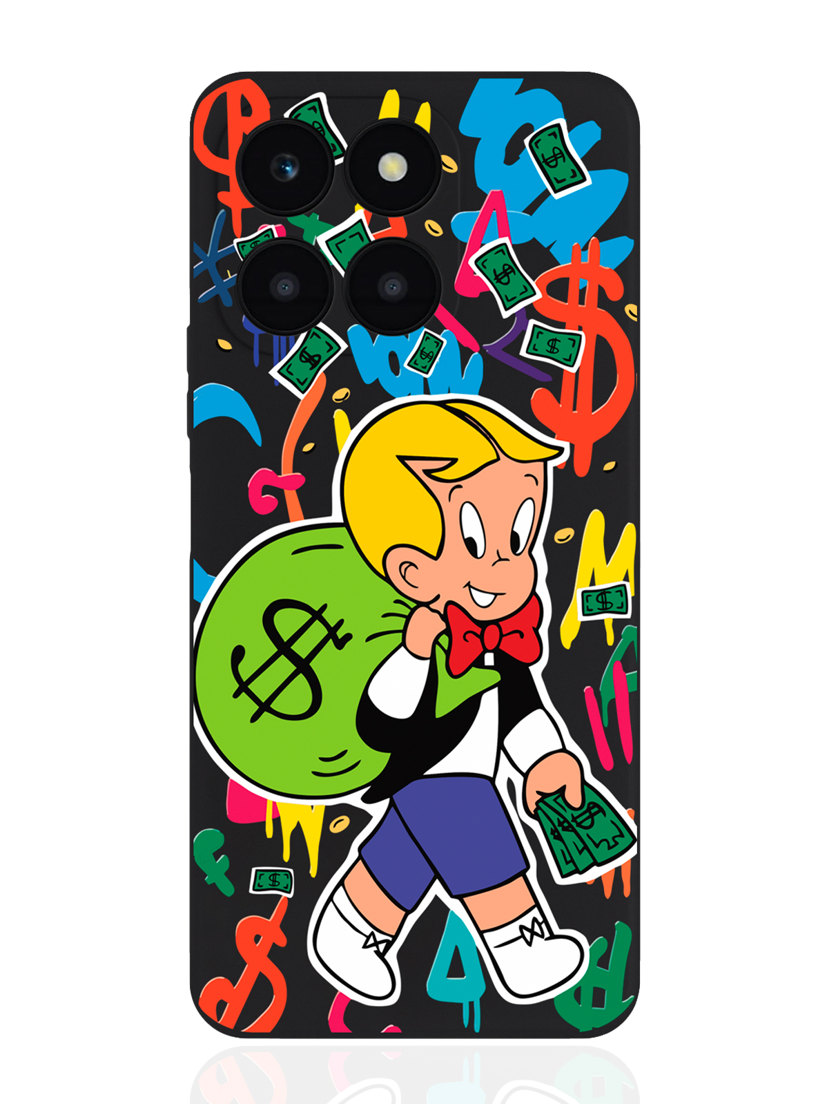 

Чехол для смартфона Honor X6A черный силиконовый Monopoly Richie Rich, Разноцветный, Honor