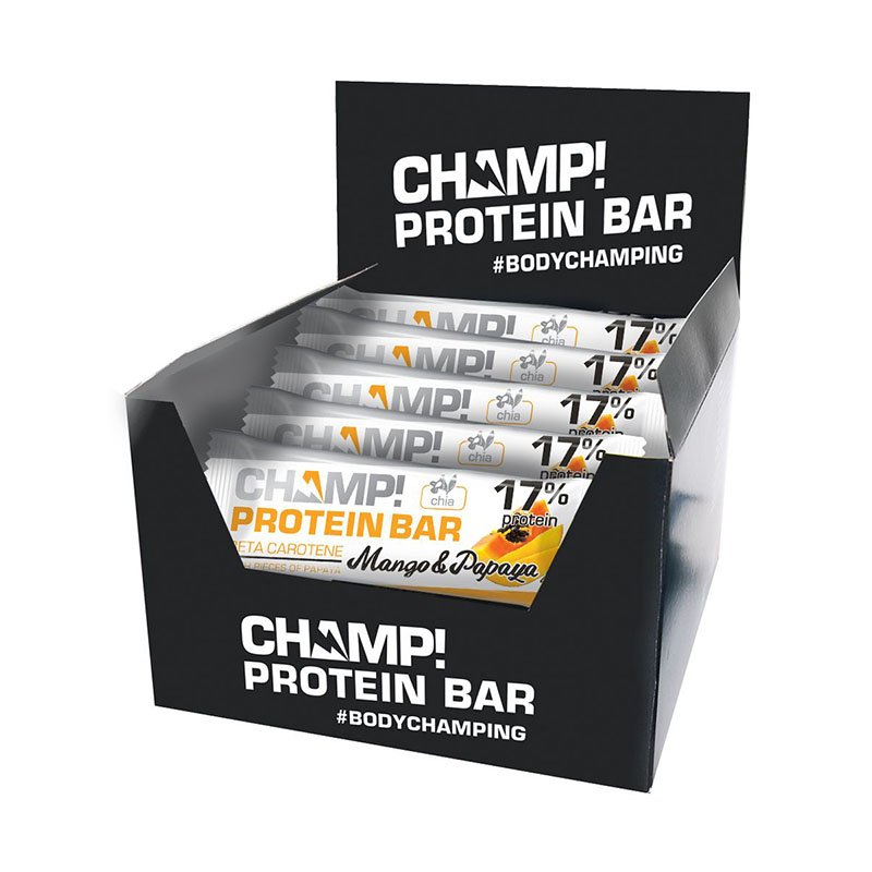 Батончик протеиновый Леовит Champ! Protein Bar Vegan 17%, 45 грх18 шт, вкус: манго-папайя