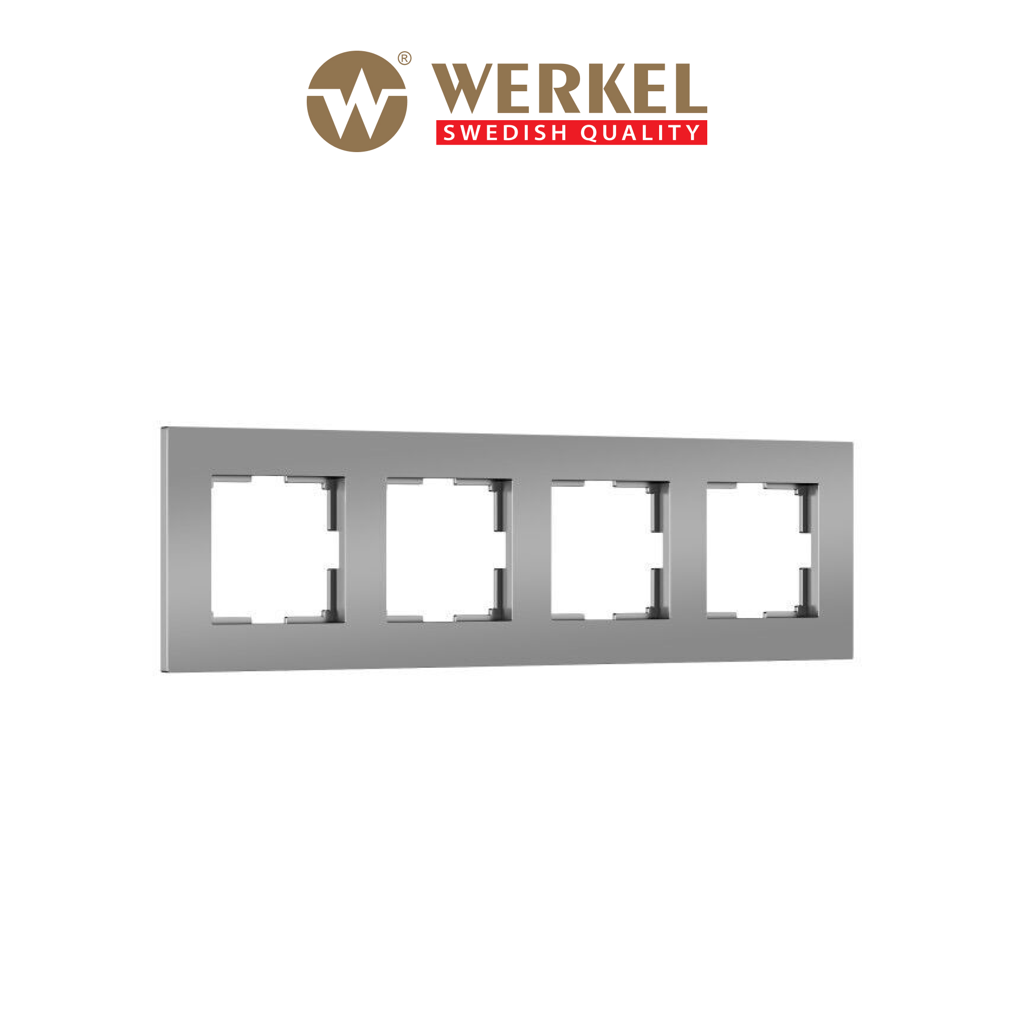 

Рамка из пластика на 4 поста для розетки, выключателя Werkel Slab W0042965 серебро матовый, Серебристый, Slab