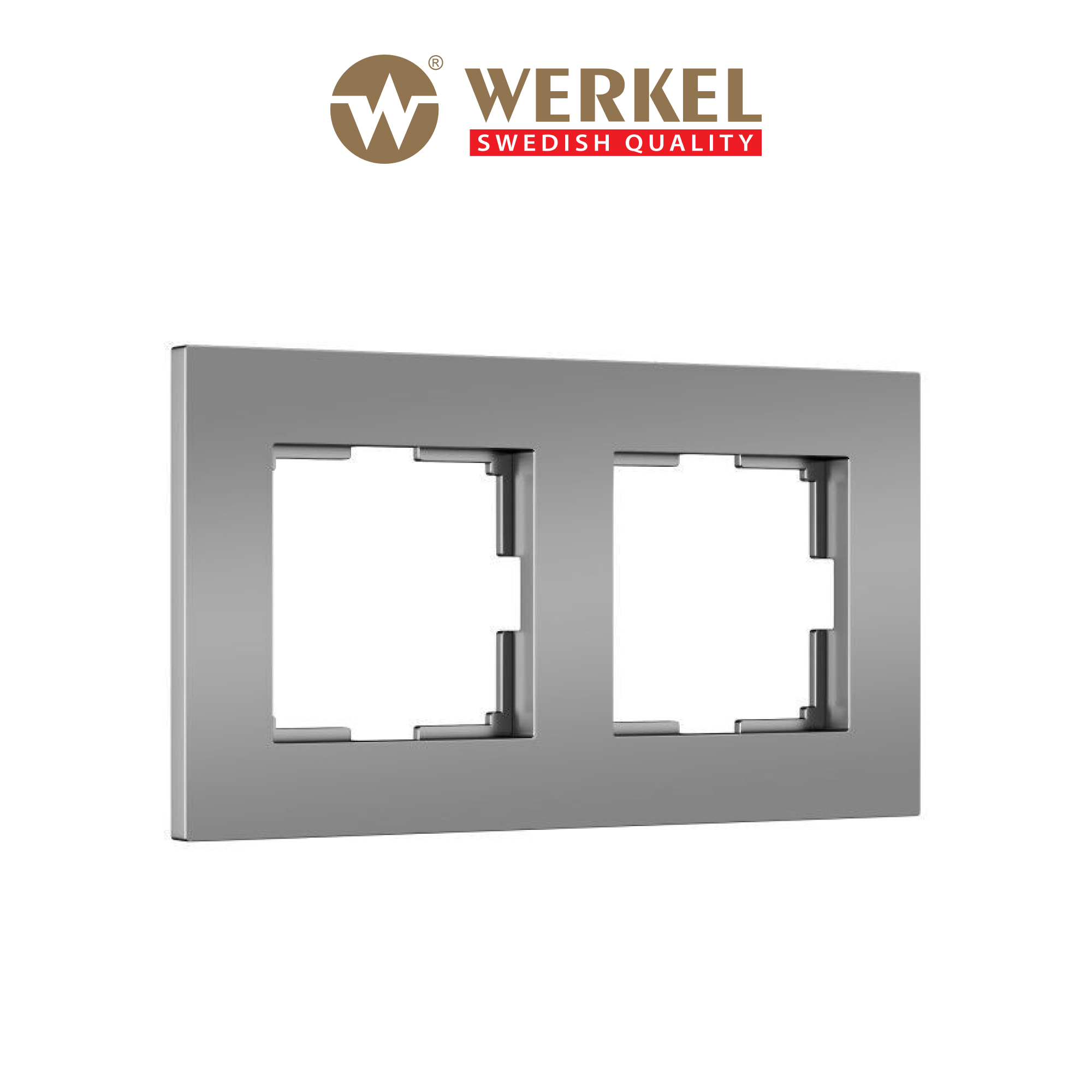 Рамка из пластика на 2 поста Werkel Slab W0022965 серебро матовый