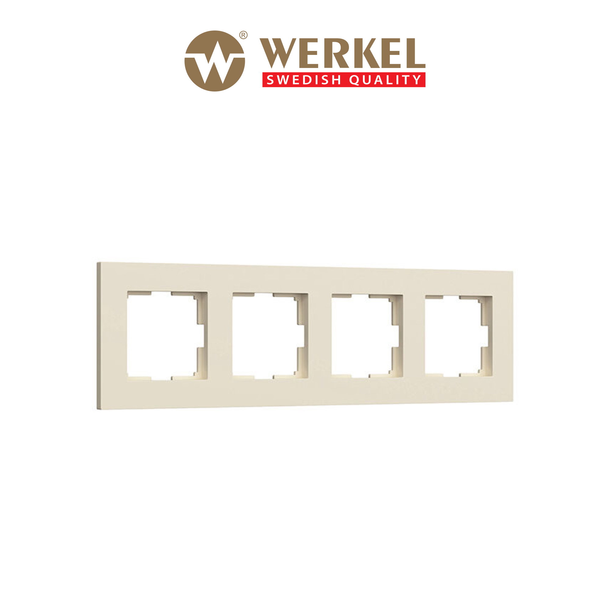 Рамка из пластика на 4 поста для розетки, выключателя Werkel Slab W0042962 айвори матовый