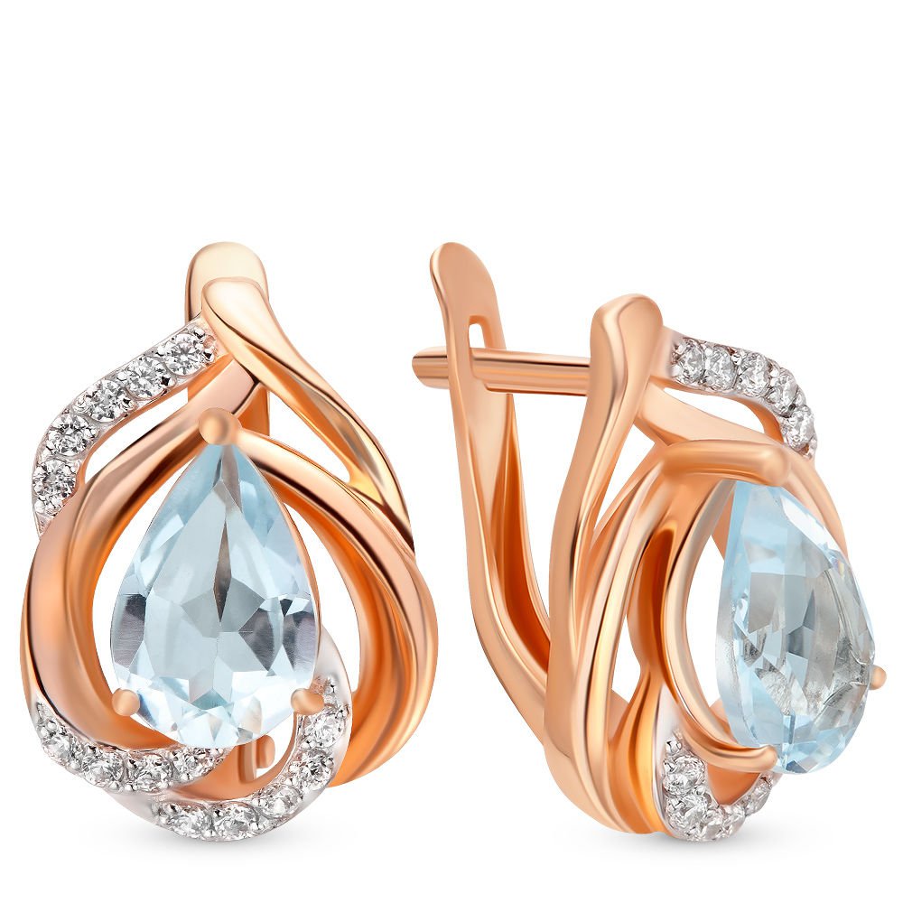 

Серьги из красного золота 585Gold 202005764, топаз, 202005764