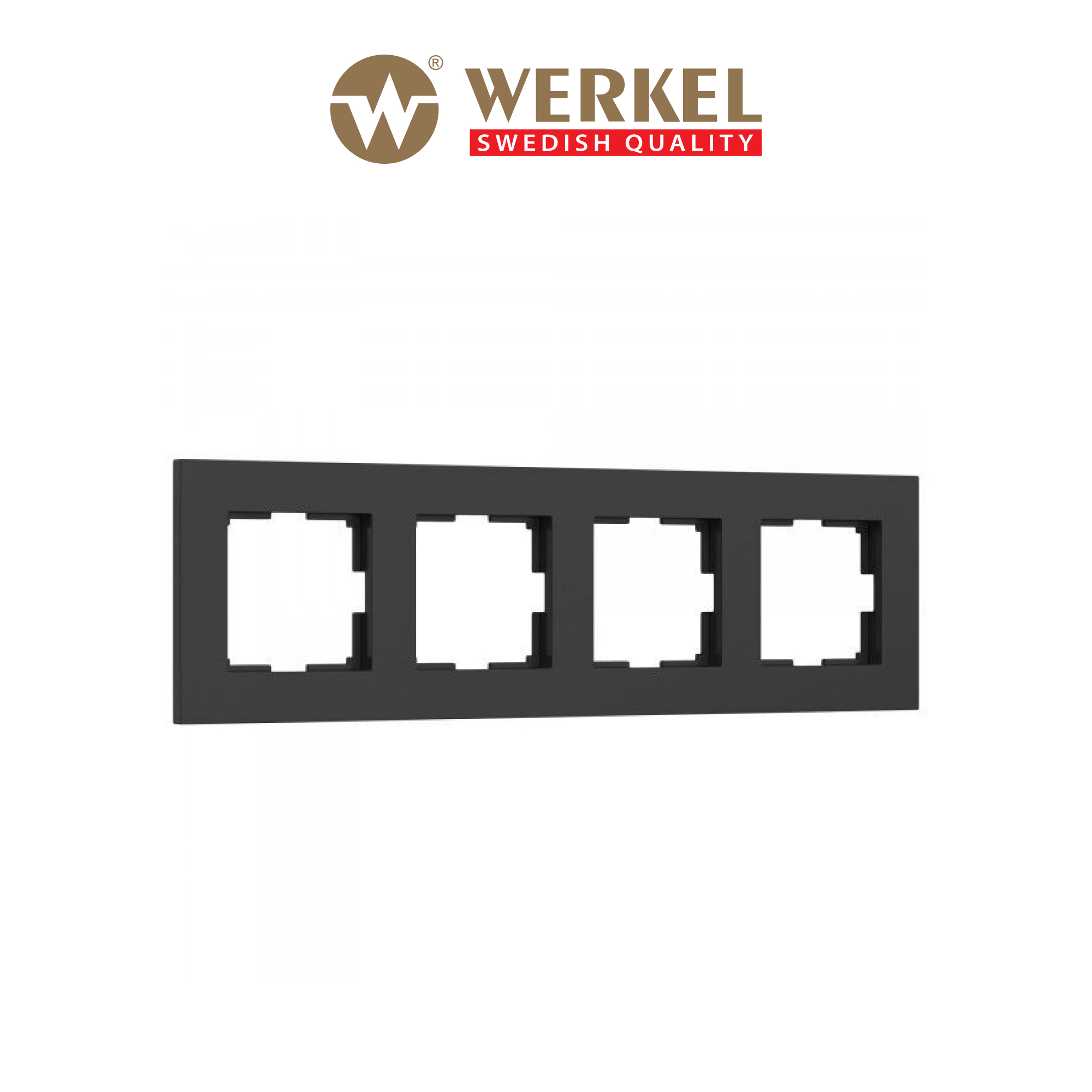 Рамка из пластика на 4 поста для розетки, выключателя Werkel Slab W0042908 черный матовый