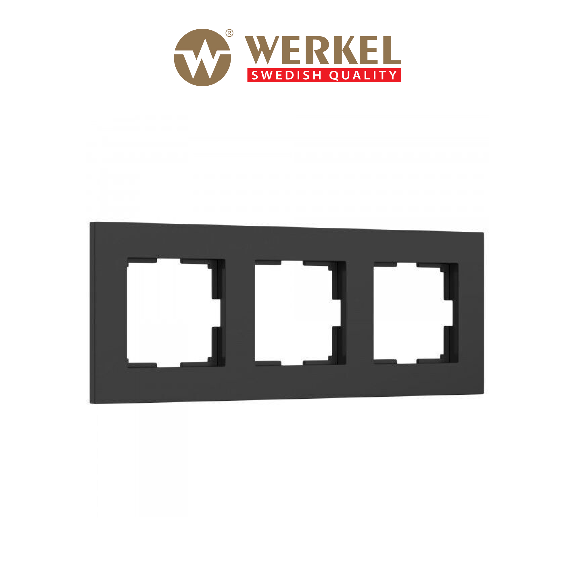 Рамка из пластика на 3 поста для розетки, выключателя Werkel Slab W0032908 черный матовый