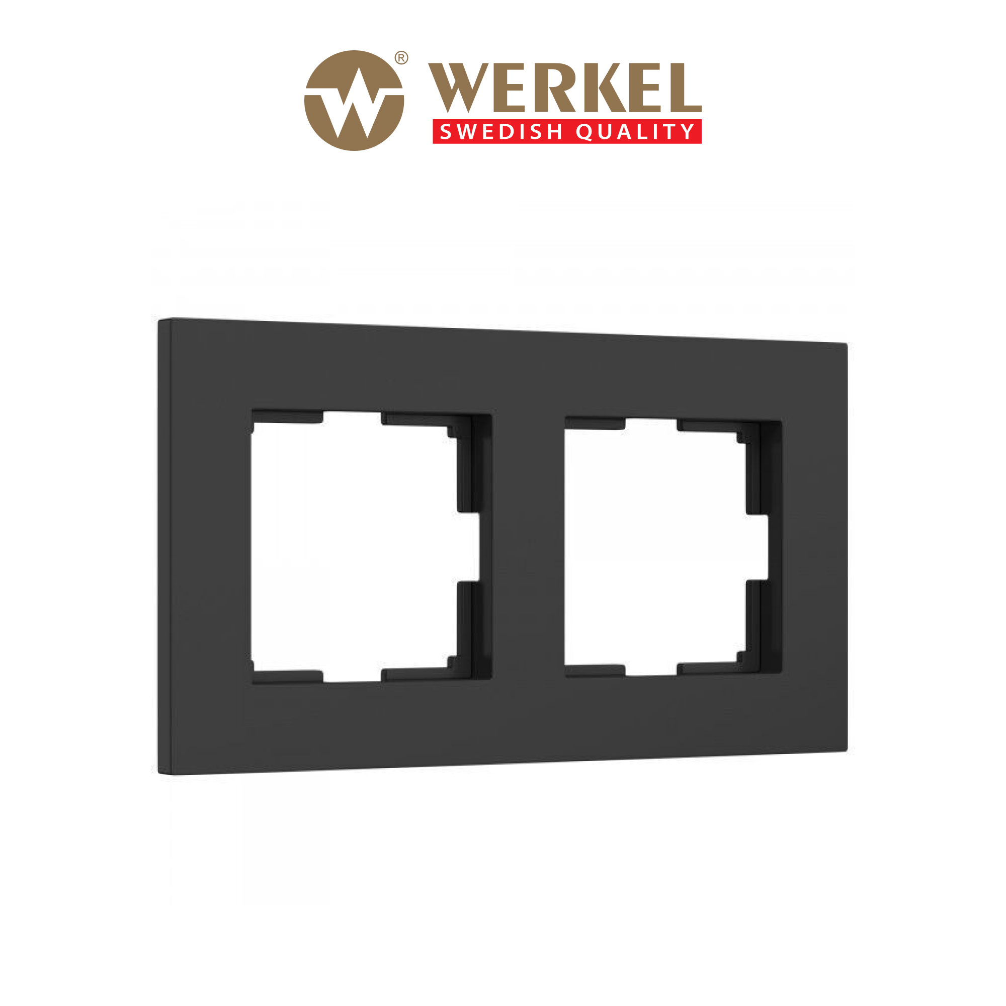 Рамка из пластика на 2 поста для розетки, выключателя Werkel Slab W0022908 черный матовый