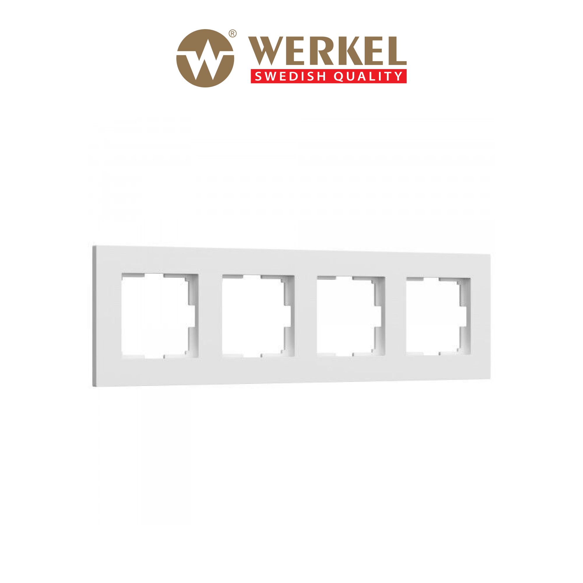 Рамка из пластика на 4 поста для розетки, выключателя Werkel Slab W0042961 белый матовый