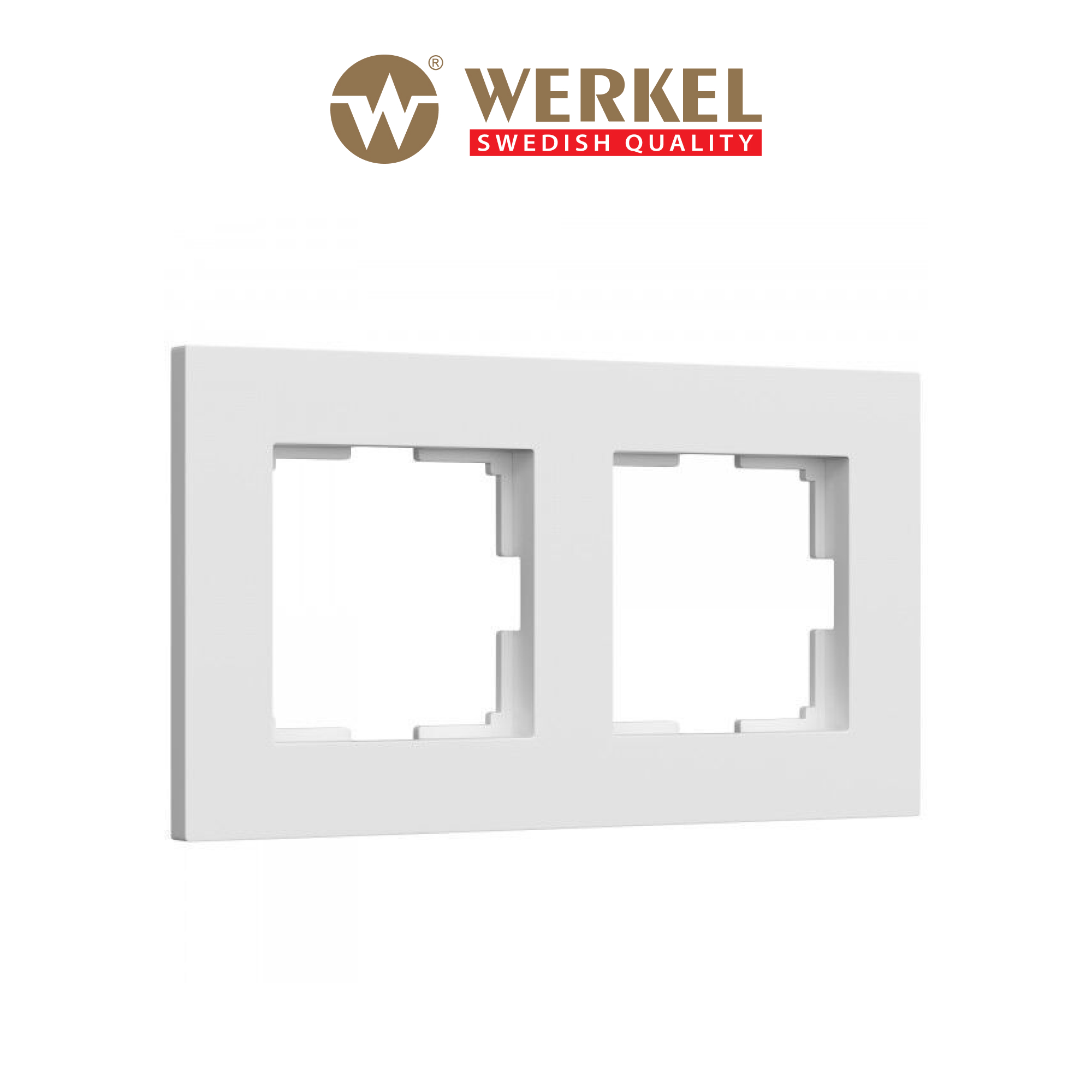 Рамка из пластика на 2 поста для розетки, выключателя Werkel Slab W0022961 белый матовый