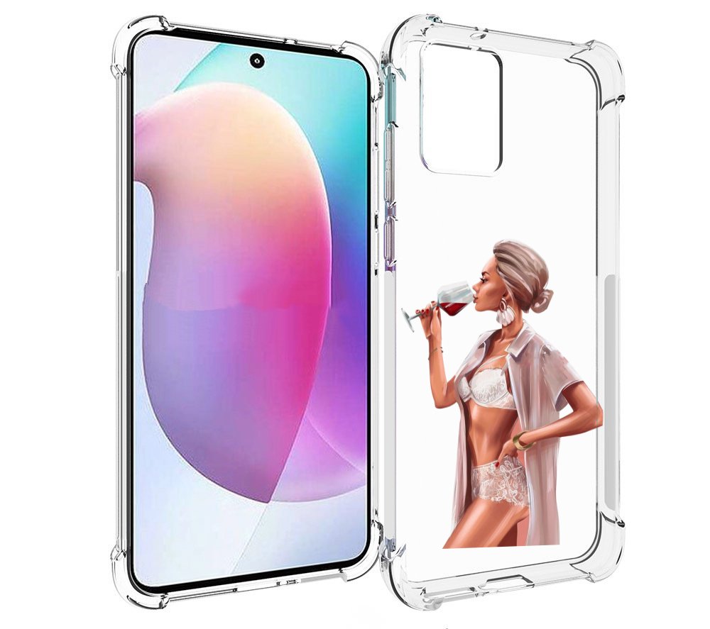 

Чехол MyPads Девушка-с-вином женский для Motorola Edge 30 Neo, Прозрачный, Tocco