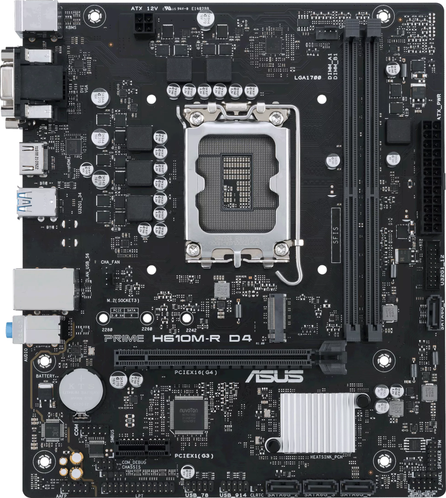 

Материнская плата ASUS PRIME H610M-R D4-SI (90MB1B40-M0ECY0), PRIME H610M-R D4-SI