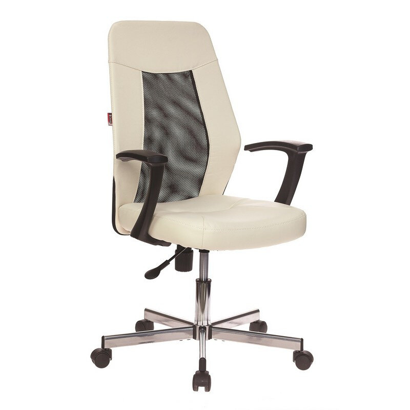 фото Кресло офисное easy chair 225 бежевое/черное (искусственная кожа/сетка, металл), 979631