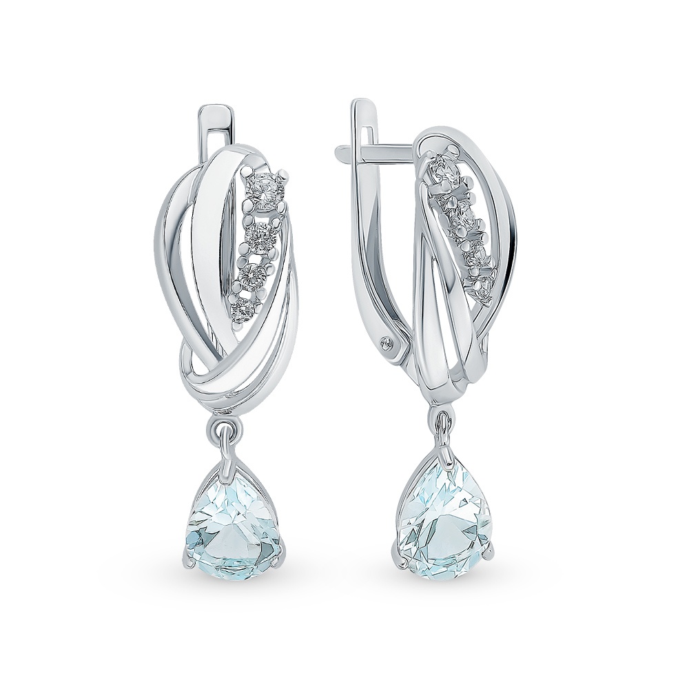 

Серьги подвески из серебра 585Gold 702008371, топаз, 702008371