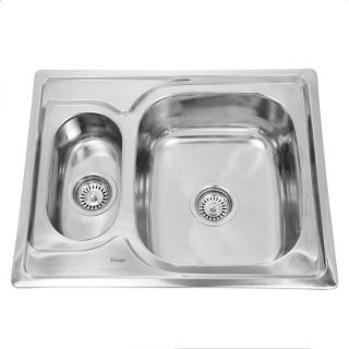 Мойка для кухни двойная врезная нержавеющая сталь  SINKLIGHT N 6350 R 0.8/180 1.5P глянец