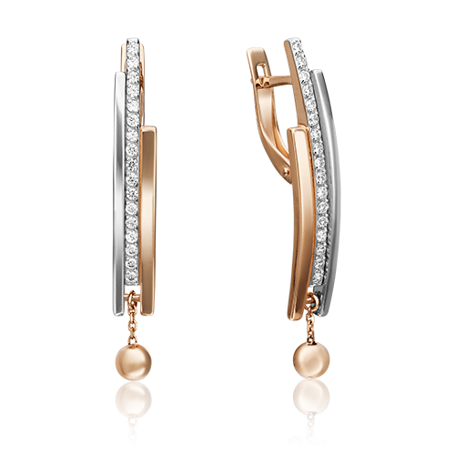 

Серьги из белого золота/красного золота с фианитом PLATINA jewelry 02-4354-00-401-1111-24, 02-4354-00-401-1111-24