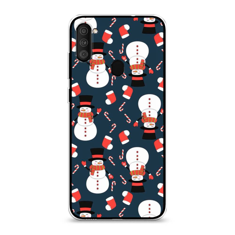 

Чехол на Samsung Galaxy A11 "Синие снеговики", Синий;белый;красный, 2100150-5