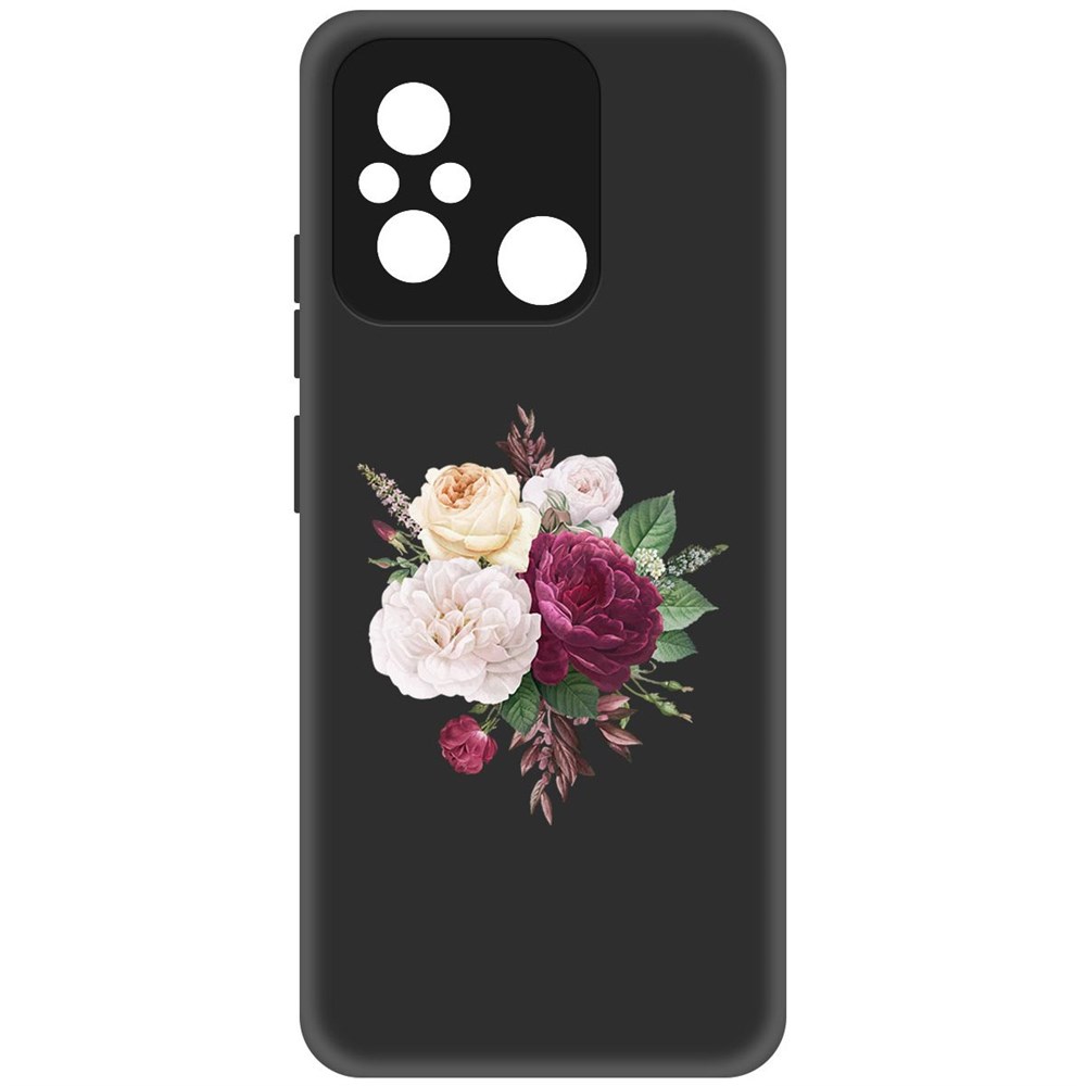 

Чехол-накладка Софт Цветочная композиция для Xiaomi Redmi 12C, Черный