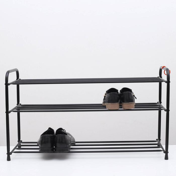 фото Подставка для обуви, 3 яруса, 87×30×48 см, цвет чёрный зми