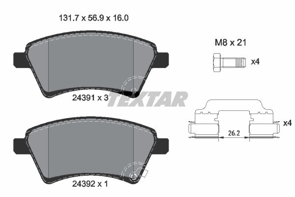 

Колодки Пер.Suzuкi Sх4 06=> TEXTAR 2439101